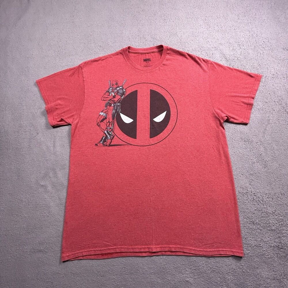 Marvel Deadpool T-Shirt Mens L Red Graphic Tee Comic